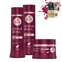 Kit Haskell Quina Rosa Shampoo Condicionador Mascara 250g