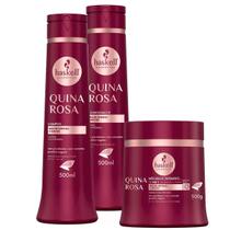 Kit Haskell Quina Rosa Tratamento Brilho e Maciez (3 Produtos) 500ml Cada