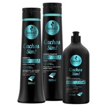 Kit Haskell Shampoo, Condicionador e Leave In Cachos Sim 500g/ml