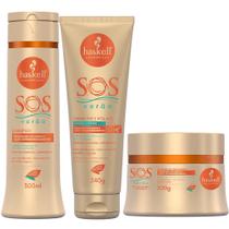 Kit Haskell SOS Verão Pré e Pós Sol Shampoo Máscara e Leave In