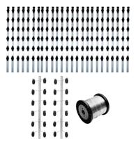 Kit Haste Industrial Alumínio Quadrada 60 Hastes 4 Isoladores 2 Castanha Fio de Aço