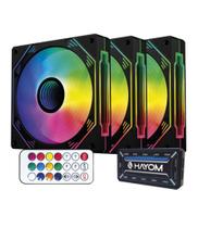 Kit Hayom 3 Fans Coolers RGB de 12 cm c/ Controladora FC1308
