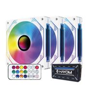 Kit Hayom 3 fans coolers RGB de 12 cm c/ controladora FC1309