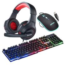 Kit Headset Teclado Mouse Gamer Iluminado Rgb Semi Mecânico - Exbom