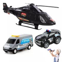 Kit Helicóptero De Brinquedo Infantil Van Carro Furgão Polícia