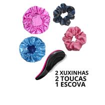 Kit hêllo boa noite 2 xuxinhas + 2 toucas (cetin) + 1 escova mágica Kit hêllo boa noite 2 xuxinhas + 2 toucas (cetin) + 1 escova mágica
