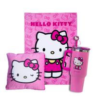 Kit Hello Kitty Almofada Manta 1,20x1,60 Copo Térmico Inox 1,15L Zona Criativa