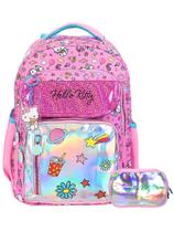 Kit Hello Kitty Metallic Mochila Costas + Estojo Box Luxo