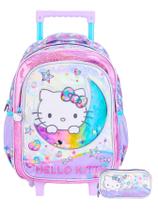 Kit Hello Kitty Mochila 2Em1 Rodas + Estojo Triplo Luxo