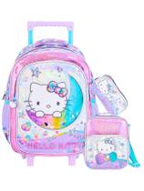 Kit Hello Kitty Mochila 2EM1 Rodas + Lancheira + Estojo Luxo