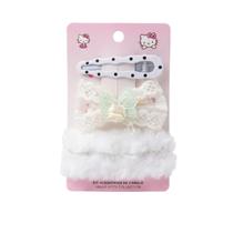 Kit Hello Kitty Presilha e Elástico Felpudo Acessório de Cabelo Scrunchie Infantil Feminino