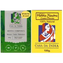 Kit Henna Composta Herbal e Henna Cassia Obovata Pura 100% Natural para os Cabelos - Casa da Índia