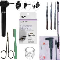 Kit Henna Glance COM Kit de Acessórios Completo Sobrancelha Pincel Mixer Misturador Fixaodr Rena