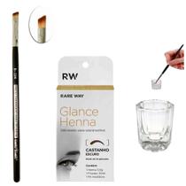 Kit Henna Glance Sobrancelha Pincel Chanfrado Maquiagem Macrilan Dappen Profissional