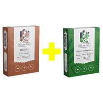 Kit Henna Indiana Pura 100% Natural e Composta Herbal, Casa da India, Coloração Ruivo Acobreado e tipo Laranjinha Kit Henna Indiana Pura 100% Natural e Composta Herbal, Casa da India, Coloração Ruivo Acobreado e tipo Laranjinha