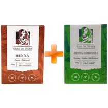 Kit Henna Indiana Pura 100% Natural e Henna Composta Herbal Ruivo para os Cabelos 100g cada - Casa da Índia