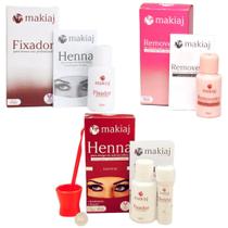 Kit Henna Makiaj para sobrancelha Removedor Extrato de Camomila Fixador de renna sombrancelha 10ml