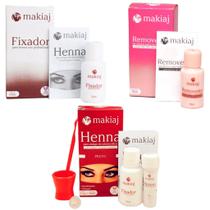 Kit Henna Makiaj para sobrancelha Removedor Extrato de Camomila Fixador de renna sombrancelha 10ml