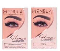 Kit Henna Menela 01 Castanho Médio + 01 Preto 2,5g cada