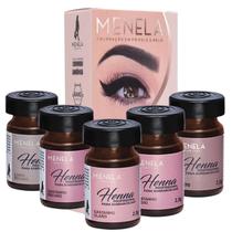 Kit Henna Menela Profissional para Sobrancelhas 5 Cores Alta Fixação Sem Chumbo e Amônia