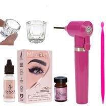 Kit Henna Menela Sobrancelha Mixer Misturador Palito Dosador Dappen Vidro