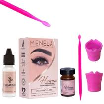 kit Henna Menela Sobrancelha Profissional Com Palito Dosador Aplicador Rena Dappen Para Misturas