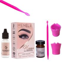 kit Henna Menela Sobrancelha Profissional Com Palito Dosador Aplicador Rena Dappen Para Misturas