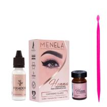 kit Henna Menela Sobrancelha Profissional Com Palito Dosador Aplicador Rena