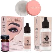 kit henna menela sobrancelhas profissional com gel cera fixadora e removedor aloe vera renna