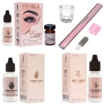 Kit Henna Sobrancelha Menela Fixador Extrato de Bambu e Removedor Extrato de Aloe Vera + Depilador