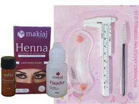 Kit henna sobrancelha profissional com fixador Makiaj, Efeito Natural Alto Rendimento Durabilidade