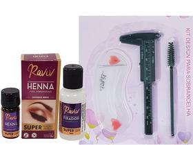 Kit Henna Sobrancelha Raviv com Paquimetro 3 escovinha design 3 moldes rena profissional Fixação