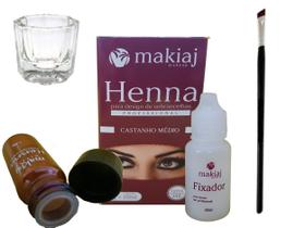 KIt Henna Sombrancelha Design Makiaj + Pincel Chanfrado + Dappen vidro KIt Henna Sombrancelha Design Makiaj + Pincel Chanfrado + Dappen vidro