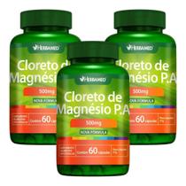 Kit Herbamed Cloreto De Magnésio P.A Com 3 Potes 60 Cápsulas Cada