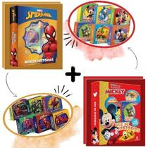 Kit Heróis e Aventuras Mickey e Homem-Aranha em 12 Minilivros com Quebra-Cabeça