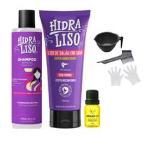 Kit Hidraliso progressiva de chuveiro shampoo e óleo argan