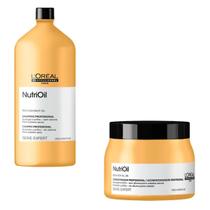 Kit Hidratação Brilho Profissional Shampoo 1,5L Máscara 500ml Loreal NutriOil - Cabelos Quebradiços