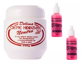 Kit Hidratação Delima: 1 Creme Hidratante Corporal Neutro + 2 Loção Milagroso Combate as Rachaduras nos Pés