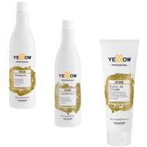 Kit Hidratação e Brilho Shampoo Condicionador e Leave-in Antifrizz Yellow Star - Cabelos Opacos