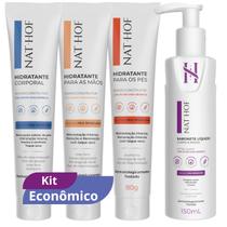 Kit Hidratação + Limpeza NAT HOF 4 peças Creme Hidratante Corporal, Mãos, Pés e Sabonete Pele Sensível Kit Hidratação + Limpeza NAT HOF 4 peças Creme Hidratante Corporal, Mãos, Pés e Sabonete Pele Sensível
