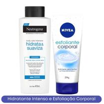 KIt Hidratante Body Intense Hidrata&Suaviza 400ml Neutrogena + Esfoliante Banho Nívea 200g - Nívea/Neutrogena