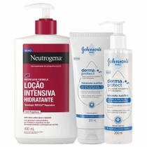 Kit Hidratante Corporal Neutrogena + Sabonete + Hidratante Nutritivo Johnson's Baby Para Todos os Tipos de Pele Kit Hidratante Corporal Neutrogena + Sabonete + Hidratante Nutritivo Johnson's Baby Para Todos os Tipos de Pele