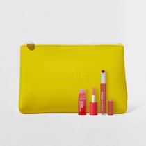 Kit Hidratante Labial Coral + Lip Oil Rosa + Nécessaire Neoprene Amarelo 4you (3 Produtos)