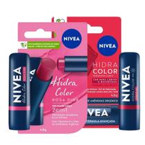 KIT Hidratante Labial Hidra Color Rosa Pink 4,8g + Hidra Color Vermelho Nivea 4,8g