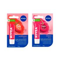 Kit Hidratante Labial Nivea Cereja Shine 4,8g + Hidratante Labial Morango Shine 4,8 g
