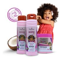Kit Hidratante Óleo de Coco Kids Meninas Maycrene com Gelatina Modeladora Capilar