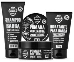 Kit Hidratante para Barba + Shampoo 3 em 1 - Barba, Cabelo e Corpo + Pomada Cabelo e Barba / VALORIZE-SE MEN - QTB Cosméticos