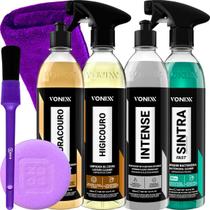 Kit hidratante Restaurador de Couro Hidracouro Higicouro Apc Sintra fast Revitalizador de pasticos Intense 500 ml Vonixx