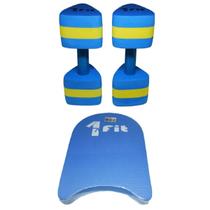 Kit Hidro Par de Halter Hidro Tamanho M + Prancha de Natação
