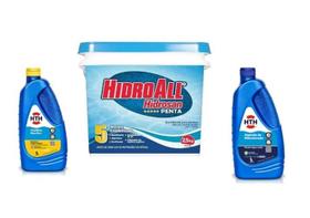 Kit HidroAll penta 2,5Kg Hth Clarificante MaxFloc E Algicidade Manutenção 1L